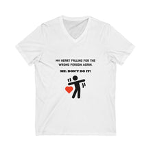 Load image into Gallery viewer, Afraid Of Love Unisex Jersey Short Sleeve V-Neck Tee