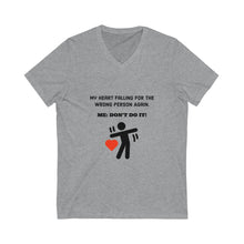 Load image into Gallery viewer, Afraid Of Love Unisex Jersey Short Sleeve V-Neck Tee